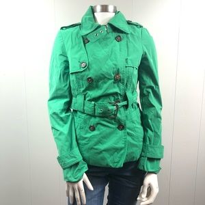 GORGEOUS green pea coat military jacket size small